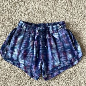 Athleta Girl Workout Shorts, Purple Print, Size M/8-10